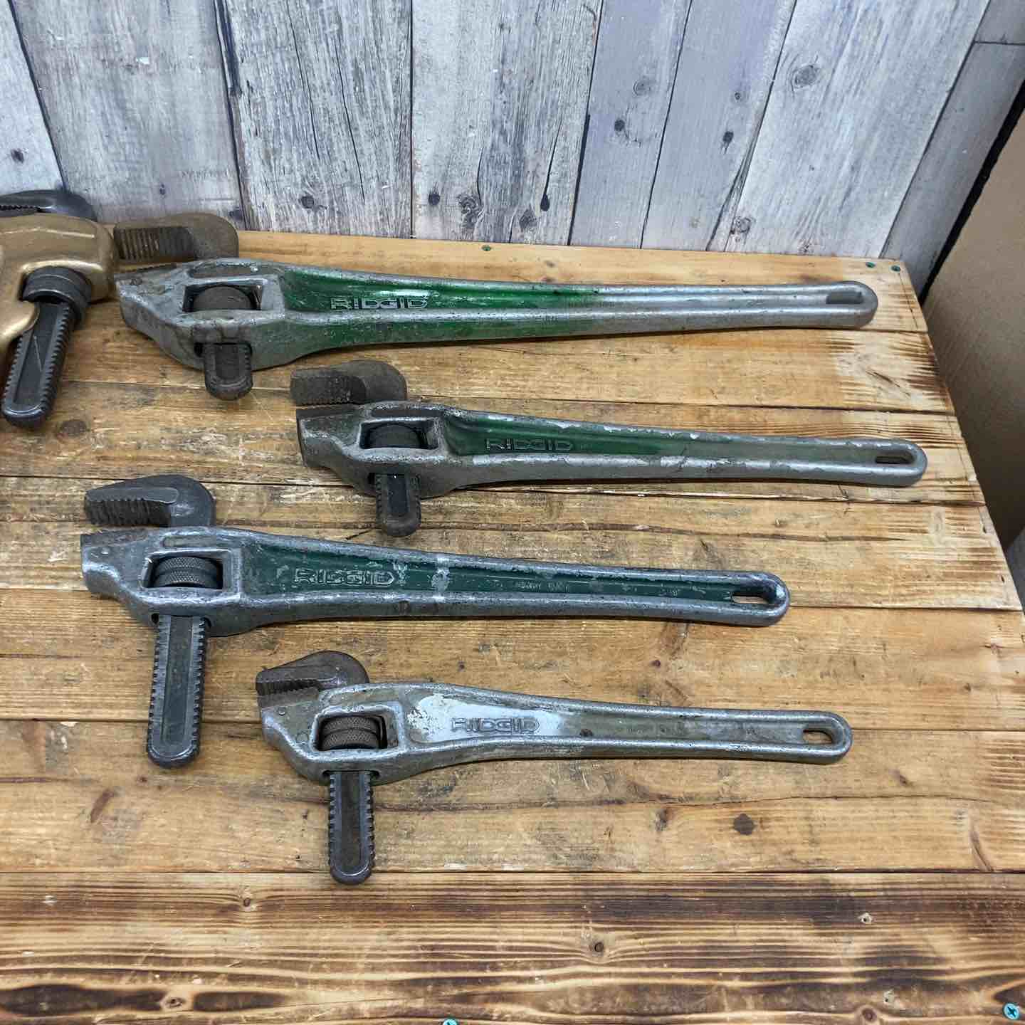 24インチ　パイプレンチ　RIDGID 中古品】 【まとめ売り】 RIDGID アルミ パイプレンチ 9本セット 24