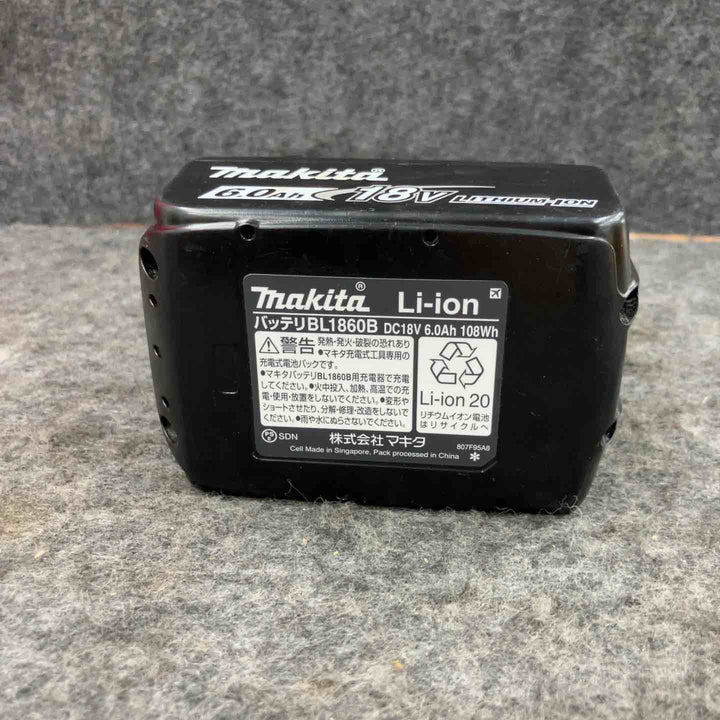 ★マキタ(makita) リチウムイオンバッテリー 18V/6.0Ah BL1860B 充電回数：16【鴻巣店】