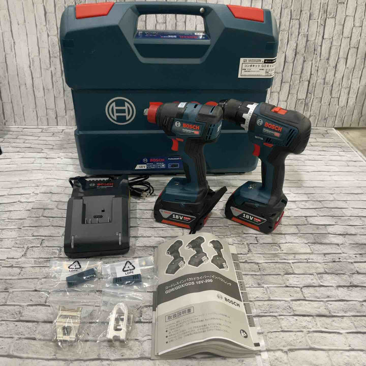 ◇ボッシュ(BOSCH) コードレスインパクトドライバーインパクトレンチ兼用(GDX18V-200H)+コードレスドライバードリル(GSR18V-55) コンボキット GDX18V200GSRN 青【川口店】