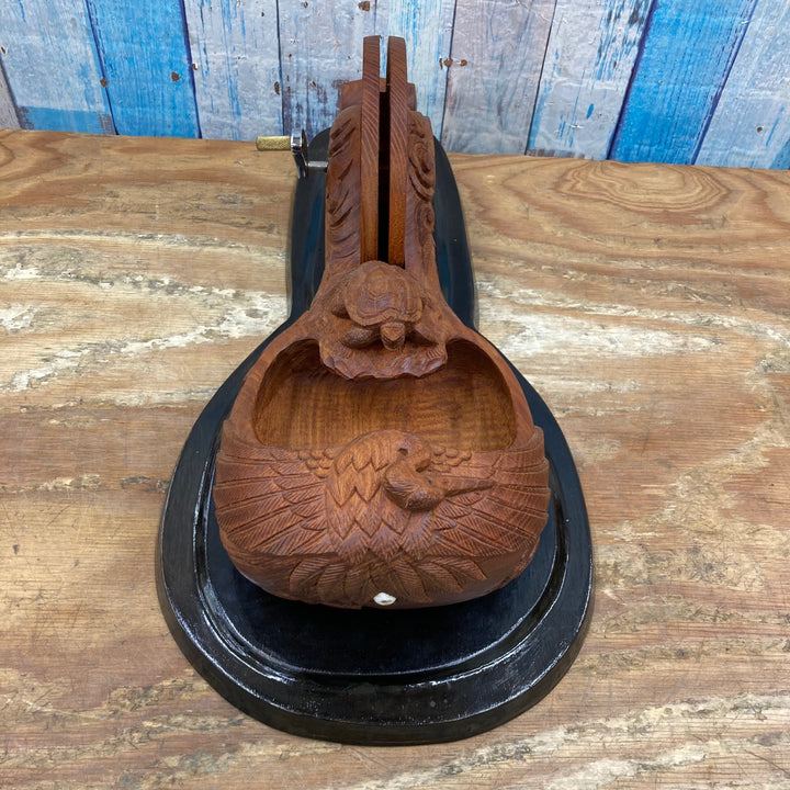 ▼坪辰 刻印有り 鶴亀坪 大型墨壺 約400ｍｍ 木製【柏店】