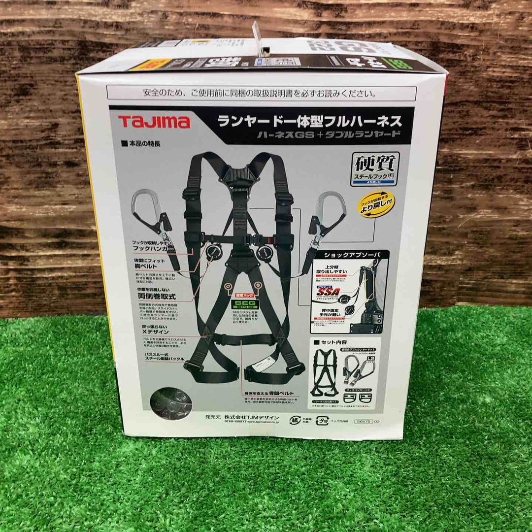 □タジマ(Tajima) ハーネスGS＋巻取式ダブルランヤードERL2セット Mサイズ A1GSMER-WL2BK【川越店】