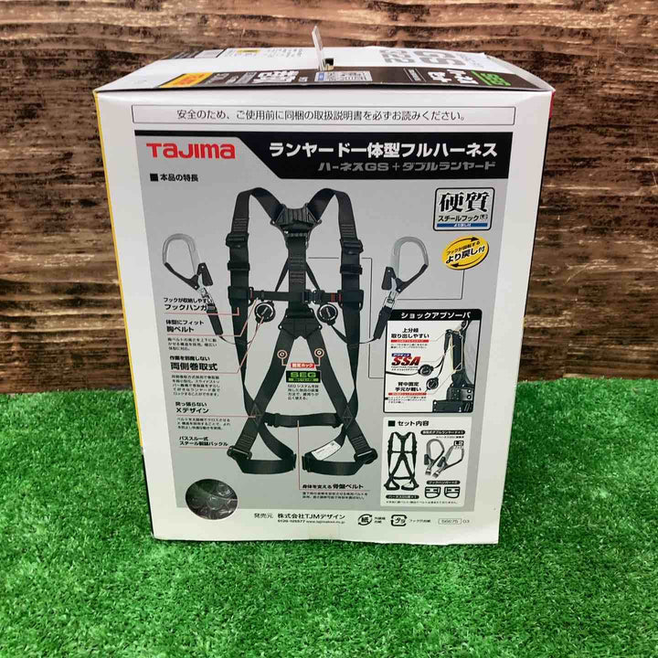 □タジマ(Tajima) ハーネスGS＋巻取式ダブルランヤードERL2セット Mサイズ A1GSMER-WL2BK【川越店】