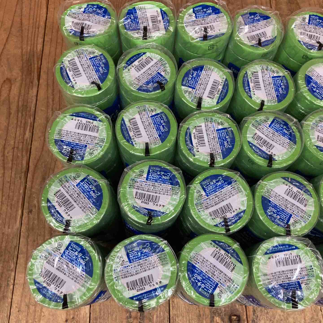 セキスイ(SEKISUI) 積水 エスロンテープ No.360 V360R01 塩化ビニル (0.2mmx19mmx10ｍ・緑)300個【所沢店】