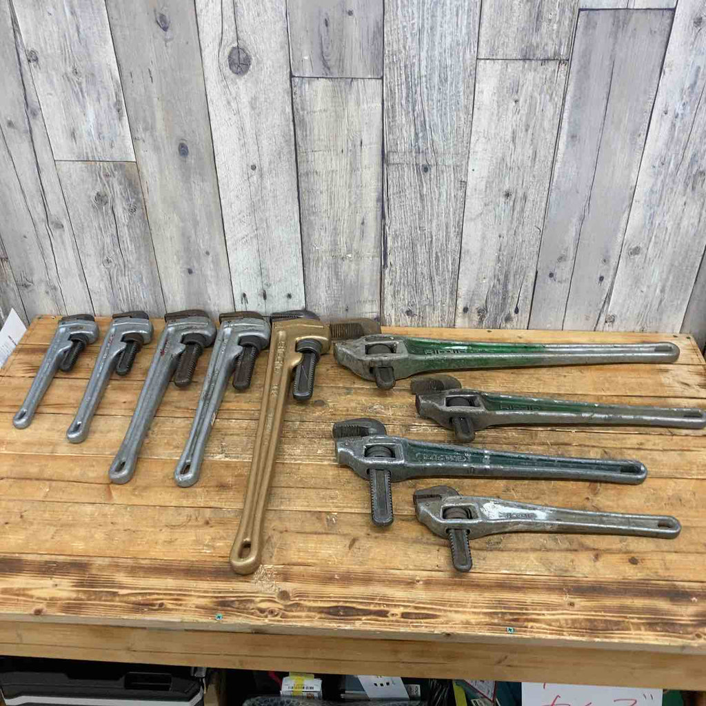 中古品】 【まとめ売り】 RIDGID アルミ パイプレンチ 9本セット 24
