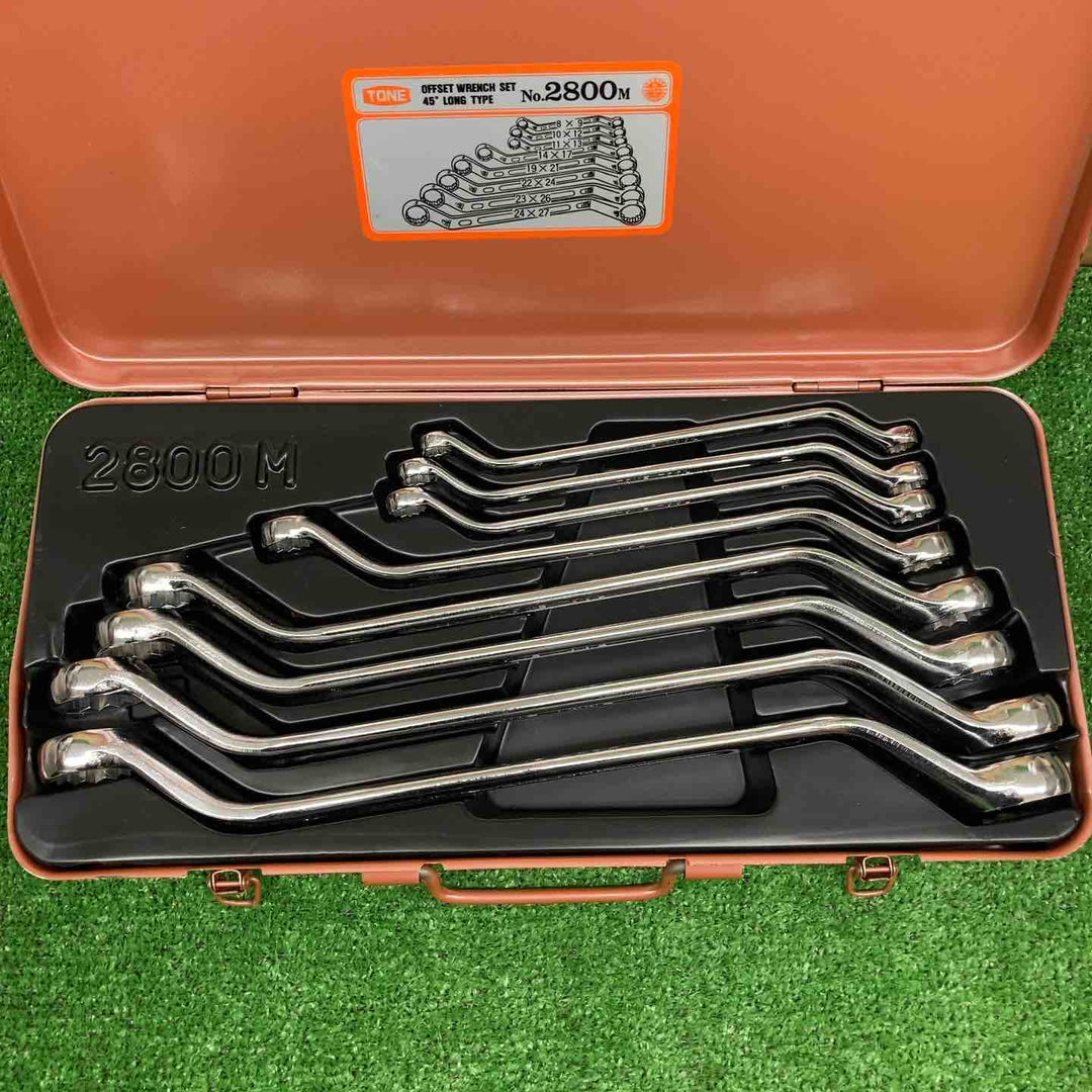 【中古美品】 トネ/TONE ロングめがねレンチセット(45°) 2800M 8点セット シルバー 【鴻巣店】