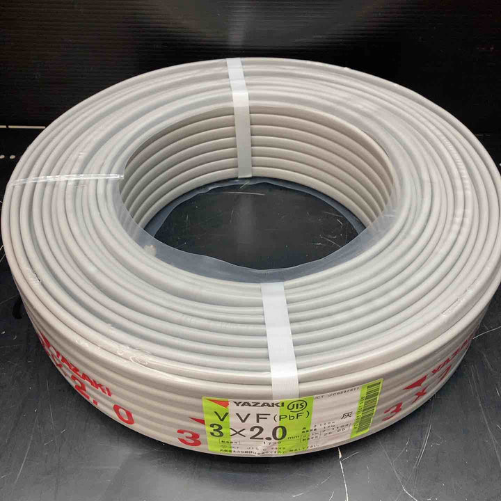 ◇矢崎 VVFケーブル 2.0mm×3芯 100m巻 (灰色) VVF2.0mm×3C×100m YAZAKI 製造2025年5月【川越店】