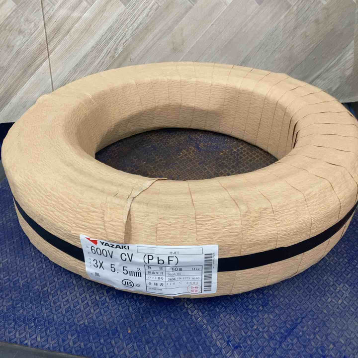【未使用品】◇矢崎電線 YAZAKI CVケーブル 600V 3×5.5 50m 2026/05製 新品紙巻【八潮店】