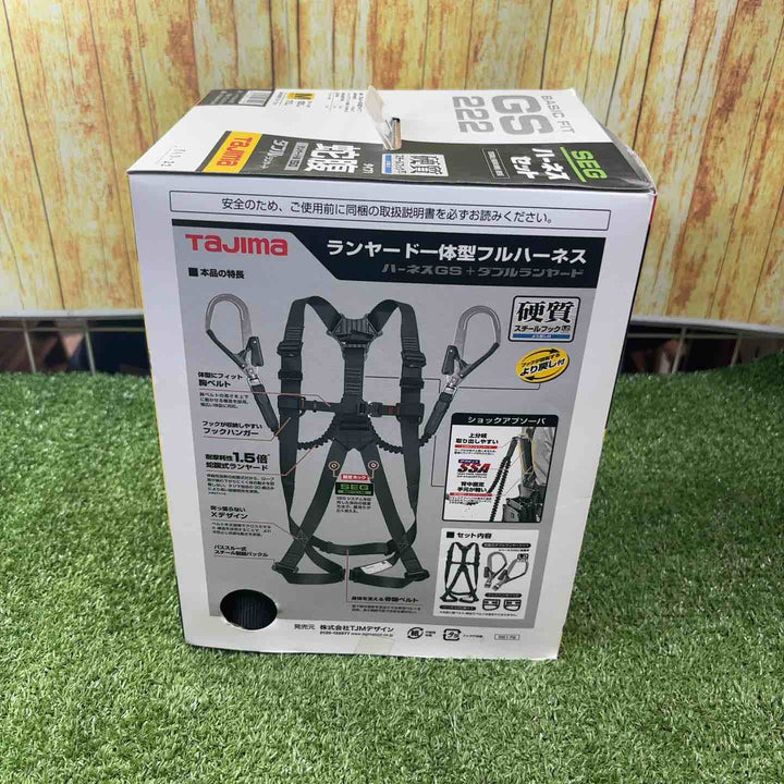 □タジマ(Tajima) ハーネスGS＋蛇腹ダブルランヤードL2セット 黒 Mサイズ A1GSMJR-WL2BK【川崎店】