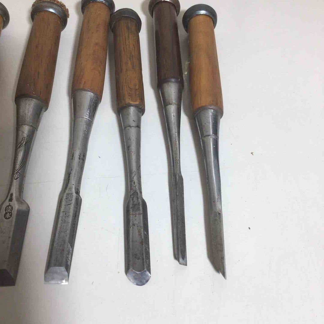 追入鑿 組鑿 淡水 紫檀柄 三つ裏 追入組鑿 10本 のみ ノミ ※1本違います【戸田店】