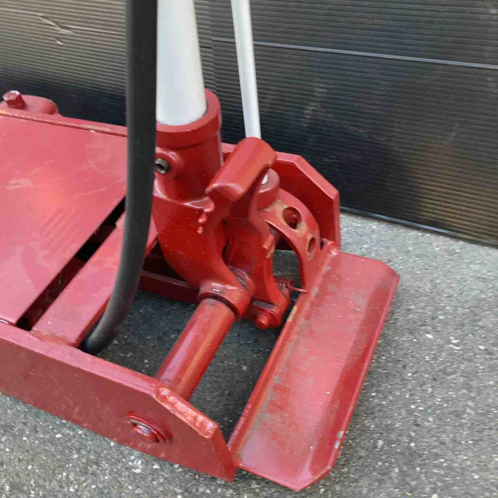 【動作確認済み 店頭受取り限定】マサダ エアージャッキ 低床型 3t 手動/エアー兼用 ペダル付 ウレタン車輪仕様 ASJ-30ML-U【戸田店】