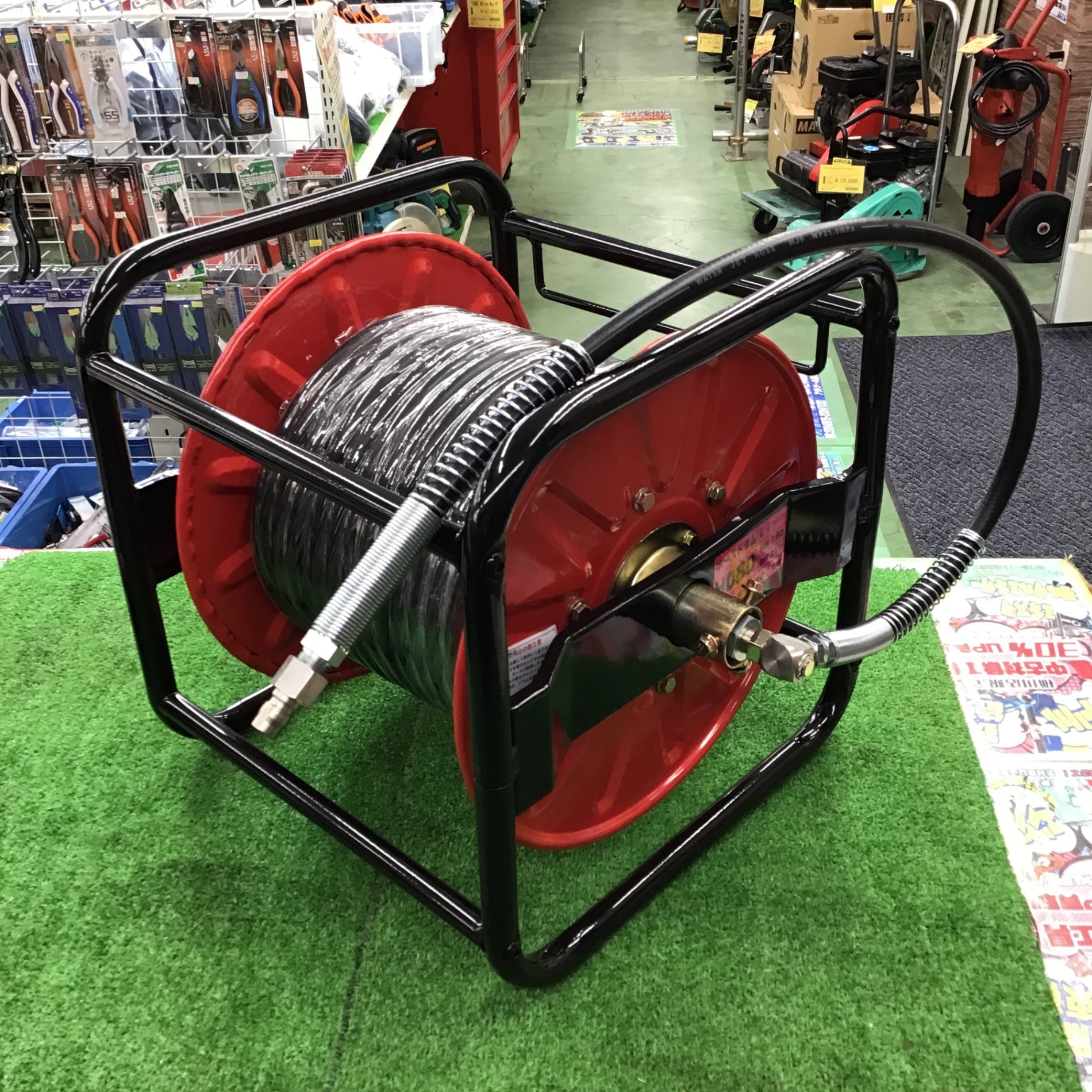 JC-1513GP高圧洗浄機 ホースリール付きフルセットです。 開放型 高圧洗浄機 JC-1513GO 高圧ホース30mセット / トータルメンテ