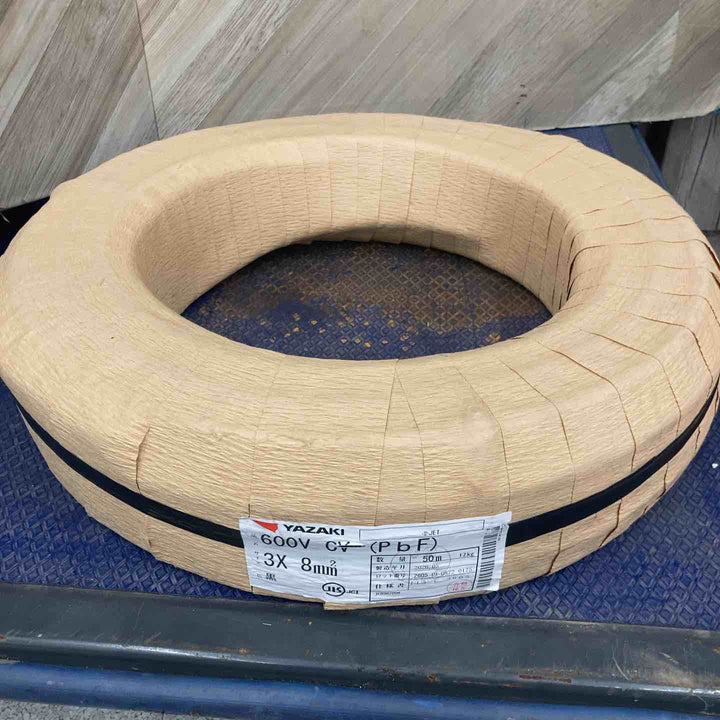 【未使用品】◇矢崎電線 YAZAKI CVケーブル 600V 3×8 50m 2026/05製 新品紙巻【八潮店】
