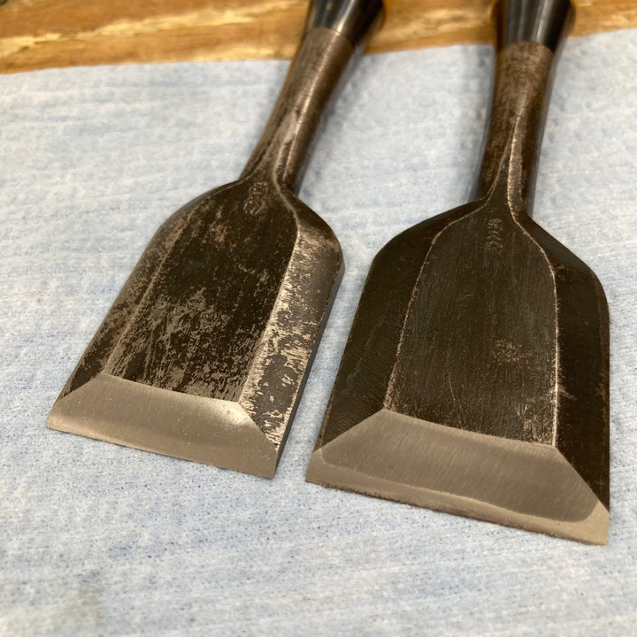 【中古美品】　「左久作」銘 鑿10本組 2代目 池上喬庸氏作 大工 和工具 Japanese Chisel【柏店】
