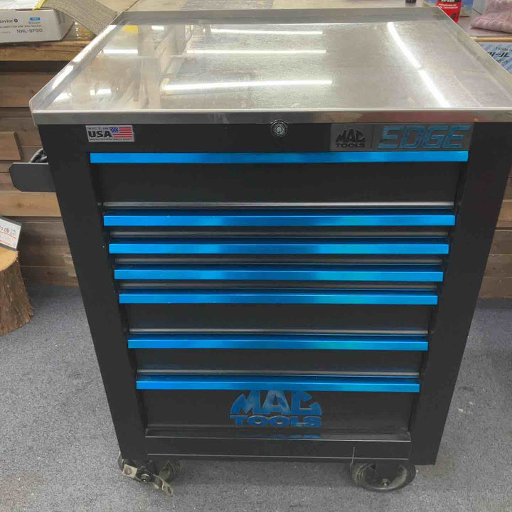 【店頭受取り限定】MACTOOLS マックツール 7ドロワー（7段）シングルバンク ロールキャビネット E2722-B-FBBL アルミ天板付き【柏店】
