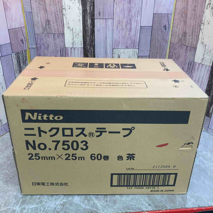 【未使用品】Nitto 日東電工 ニトロクロス No7503 25ｍｍｘ25ｍ 茶 60巻【八潮店】