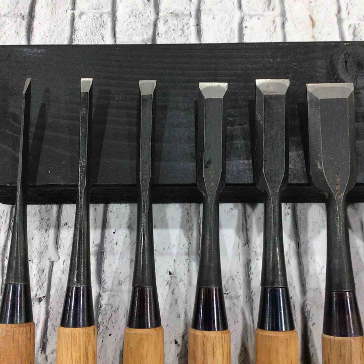左次弘 追入鑿 10本組 赤樫柄 面取加工 【川口店】