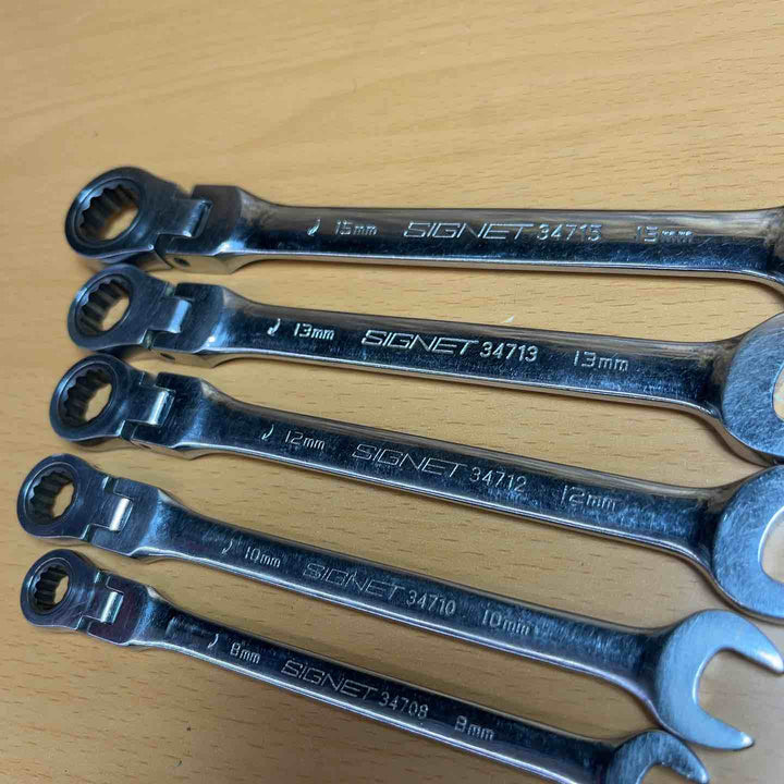 シグネット(SIGNET) 5本 コンビネーションギアレンチ フレックス 34715 34713 34712 34710 34708 13.12は首振り部グラグラ 【越谷店】