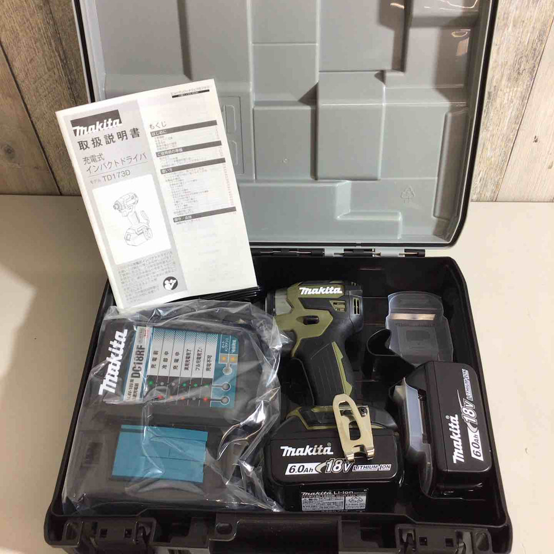 【未使用品】★純正バッテリー2個&充電器付き フルセット★マキタ(makita) コードレスインパクトドライバー TD173DRGXO オリーブ【戸田店】