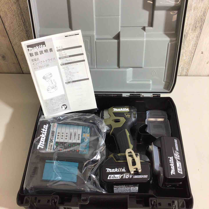 【未使用品】★純正バッテリー2個&充電器付き フルセット★マキタ(makita) コードレスインパクトドライバー TD173DRGXO オリーブ【戸田店】