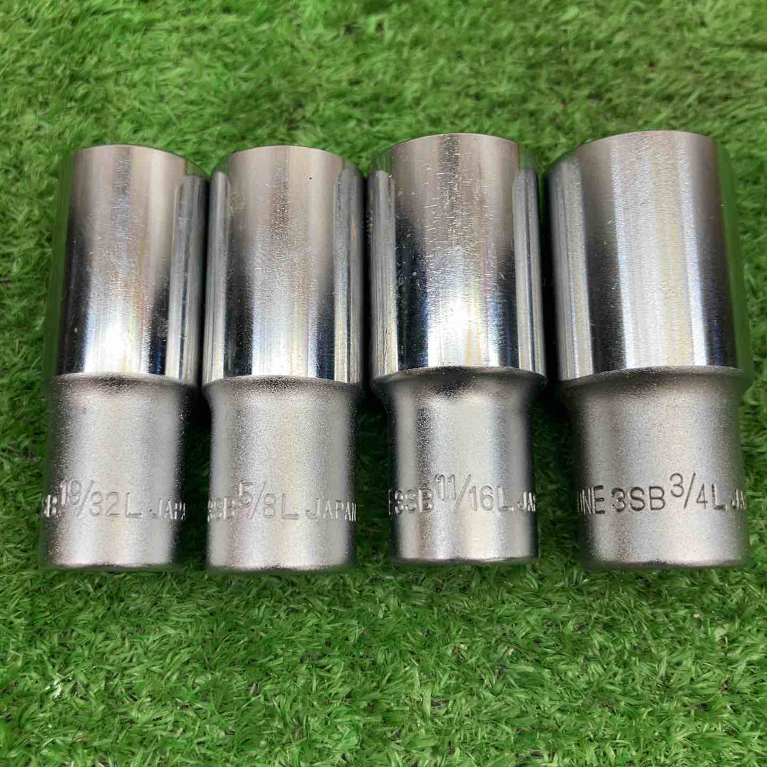 差込角9.5mm(3/8inch)　ディープソケット（６角）（インチサイズ）12本セット【富山店】◇BR