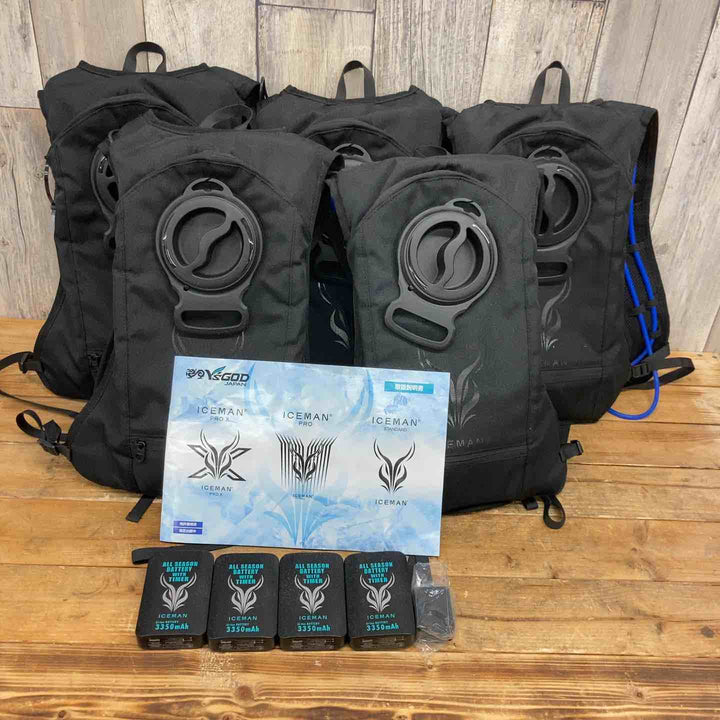 【中古品】 【猛暑に】 ワイズゴッド アイスマンベスト ICM3-BLV-SET ブラック まとめ売り 5着セット バッテリー4個 空調服 水冷 【東大和店】