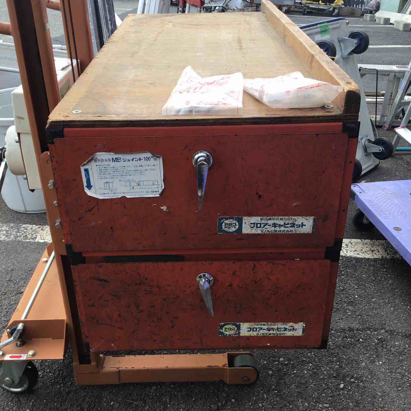 車搭載用収納システムフロアーキャビネット（東京都内お届け可能） 店頭受取り限定】ミノル工業 プロメイト 車搭載用収納システム 2点