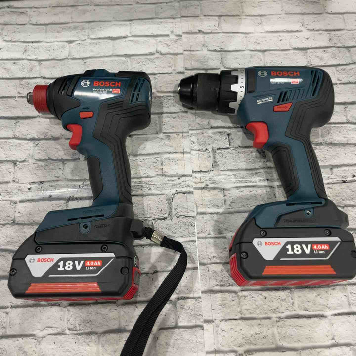 ◇ボッシュ(BOSCH) コードレスインパクトドライバーインパクトレンチ兼用(GDX18V-200H)+コードレスドライバードリル(GSR18V-55) コンボキット GDX18V200GSRN 青【川口店】