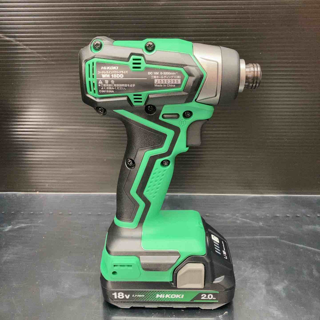 ◇HiKOKI(ハイコーキ) 18V 充電式 インパクトドライバー 18V2.0Ah畜電池×2個、充電器、ケース付 WH18DD(2BG)【川越店】