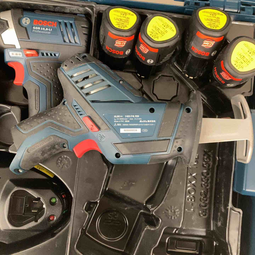 【039】【102】ボッシュ(BOSCH) コードレスセーバーソー GSA10.8V-LI + インパクトドライバー GDR10.8-LI + バッテリー4個 + 充電器セット【戸田店】