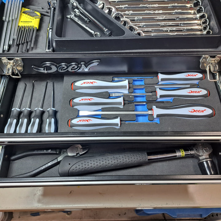 DEEN 3段ツールボックス ディーン インチ エントリーツールセット  ハーレー用工具 初期セット欠品＆買い足しアリ【岩槻店】