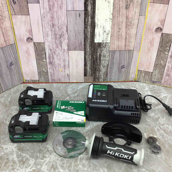 ◇HiKOKI(ハイコーキ) 36V 充電式 ディスクグラインダ G3610DC ブラック トイシ径100mm スライドスイッチ 蓄電池2個・充電器・ケース付 G3610DC(2XPBZ)【八潮店】