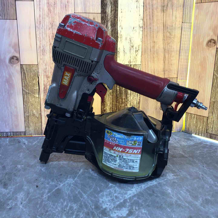 【中古品 現状品】★マックス MAX 高圧エア釘打ち機 HN-75N1 本体のみ 深さ調整難あり【八潮店】
