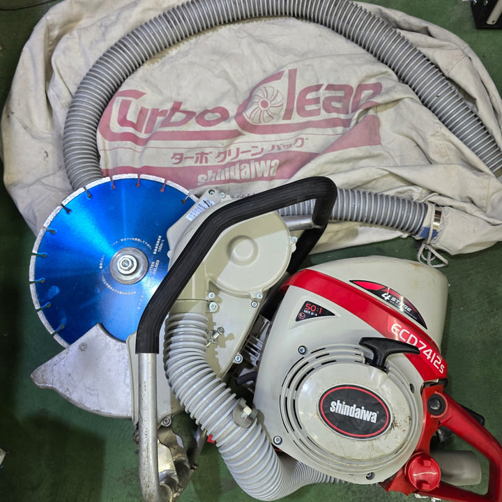 【中古品・発送可！】新ダイワ 集塵式エンジンカッター ECD7412S-CD 新品刃付き！ 集じんバッグ付き！【桶川店】