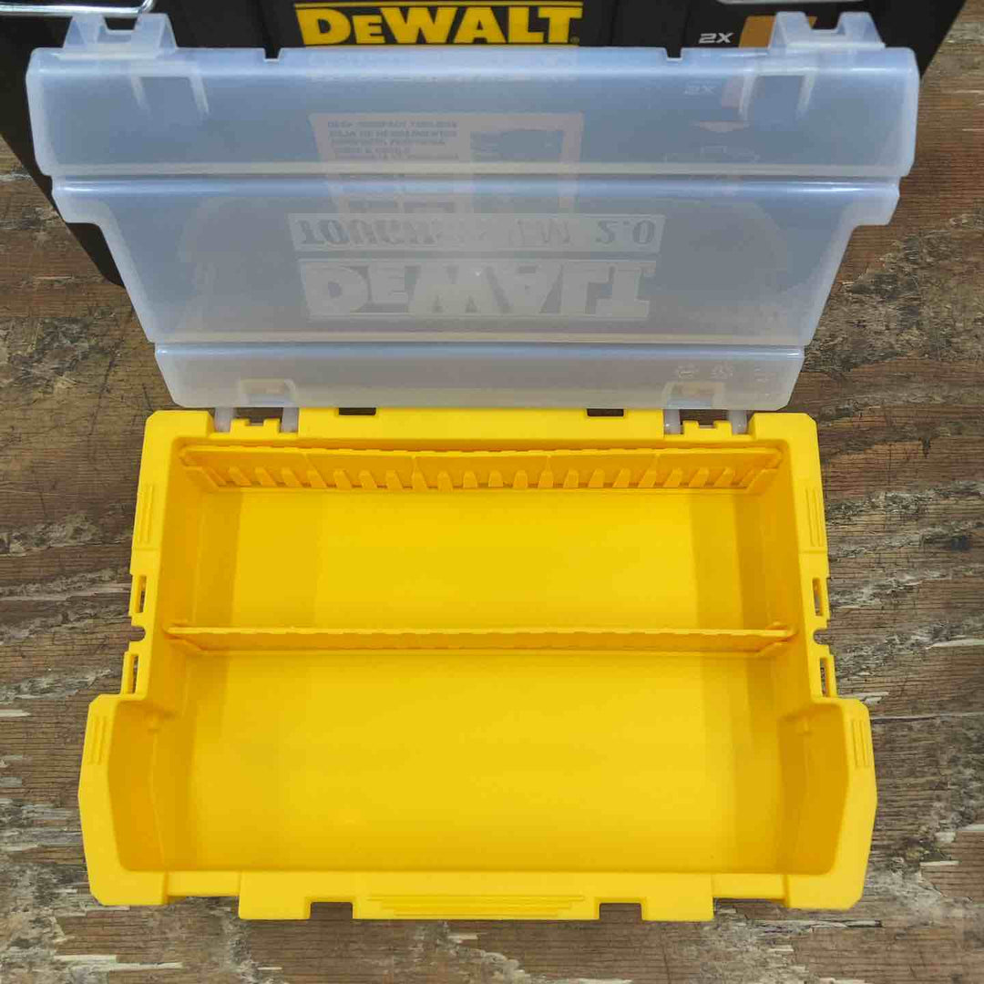 ◇デウォルト(DEWALT) タフシステム2.0 収納ボックス スタンダードBOX ハーフサイズ 工具箱 収納ケース ツールボックス IP65 坊塵 防水 設計 アウトドア DWST08035-1【柏店】