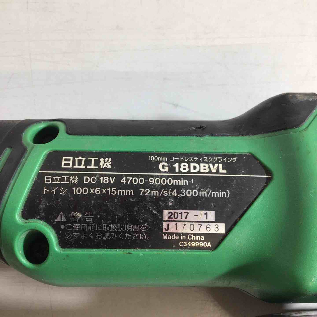 ◇ハイコーキ(HIKOKI ※旧:日立工機) コードレスディスクグラインダー 100mm  G18DBVL(NN)(L)【戸田店】