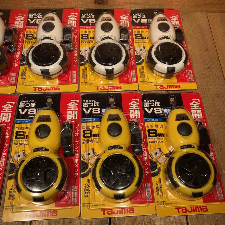 【未使用品】タジマ(Tajima) エルライン墨つぼ 自動巻取り V8 鶴首*5点 斜めカット*5点 LL-SUMVシリーズ 合計10点セット【所沢店】