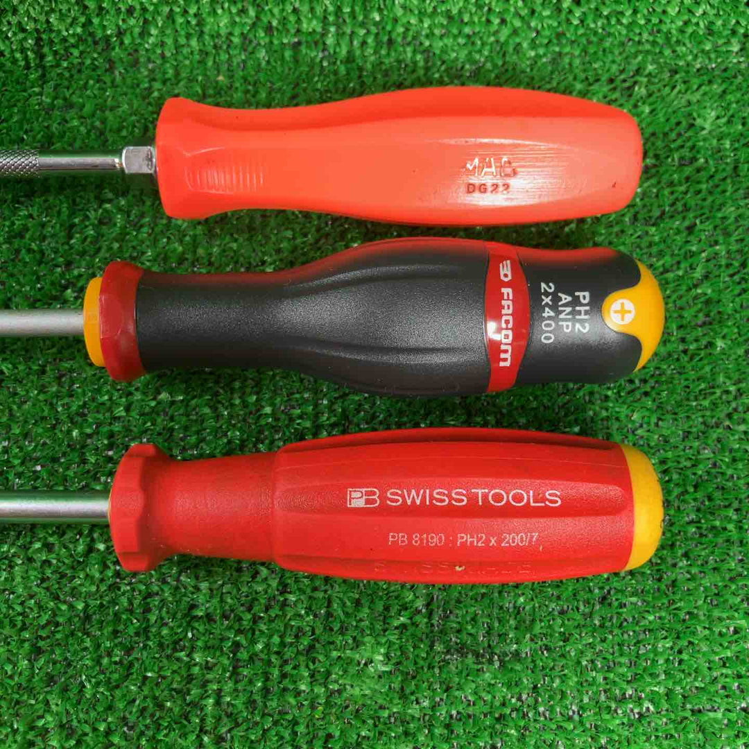 FACOM(PH2 ANP 2×400)、PB(PB8190:PH2×200/7)、HAZET、Snap-on(SDDP61、SDDP42)、MAC(DG22)、wera(50SPH、350PH×2)、HAZET(801KPH1)プラスドライバーセット