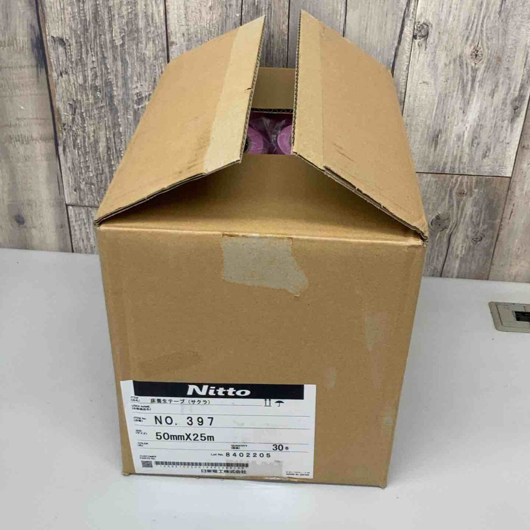 ▼日東電工(Nitto)床養生テープ さくら色 No.397 30巻 1箱 50mm×25ｍ 長期保管品⑤【戸田店】
