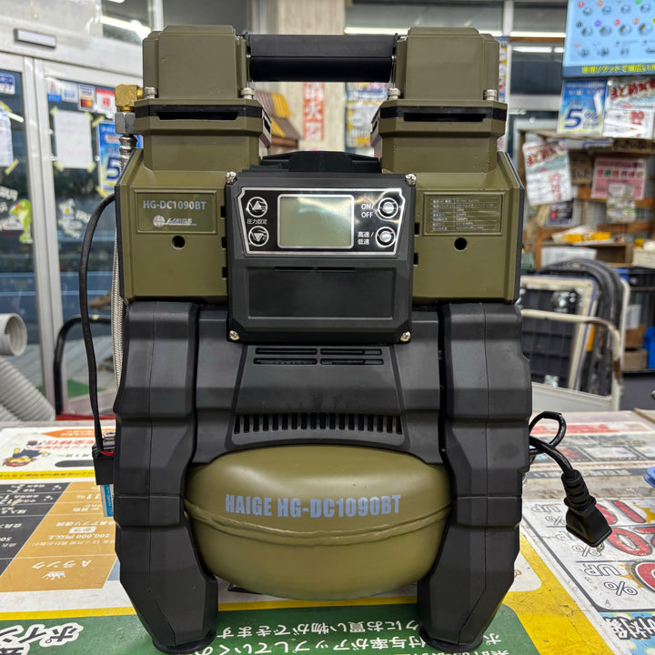 HAIGE/ハイガー エアーコンプレッサー HG-DC1090BT 100V 5L オイルレス AC電源/バッテリー両用 静音 小型【柏店】