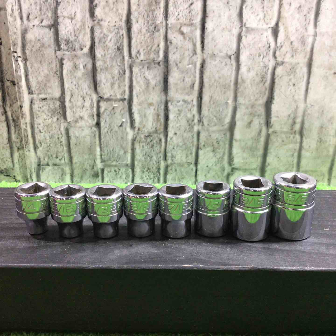 スナップオン(Snap-on) 3/8シャローソケット8点セット F～1シリーズ F161(1/2)の縁に若干の欠けがあります。 【川口店】