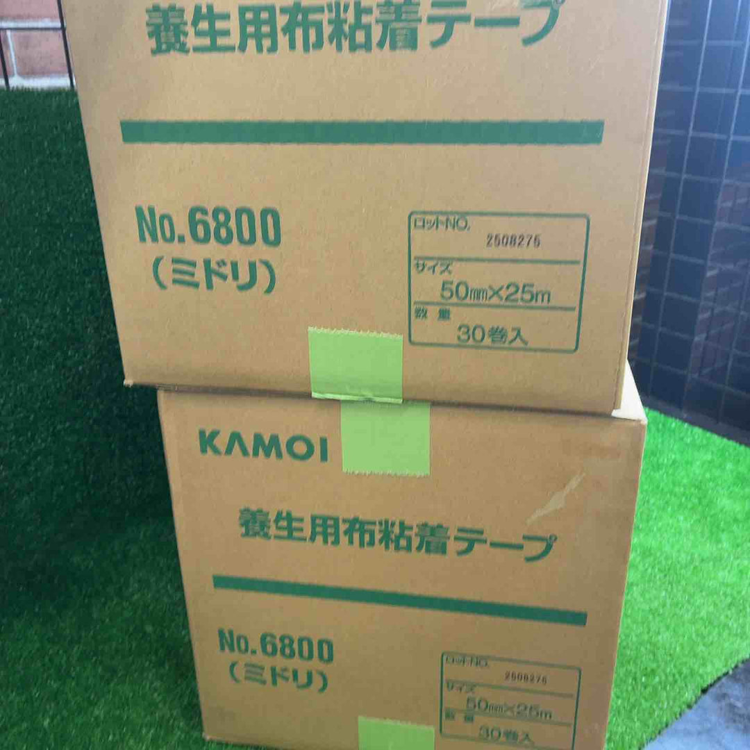 KAMOI 養生用布粘着テープ No.6800(ミドリ) 50mm×25m 60巻(30巻入り 2箱セット)【藤沢店】