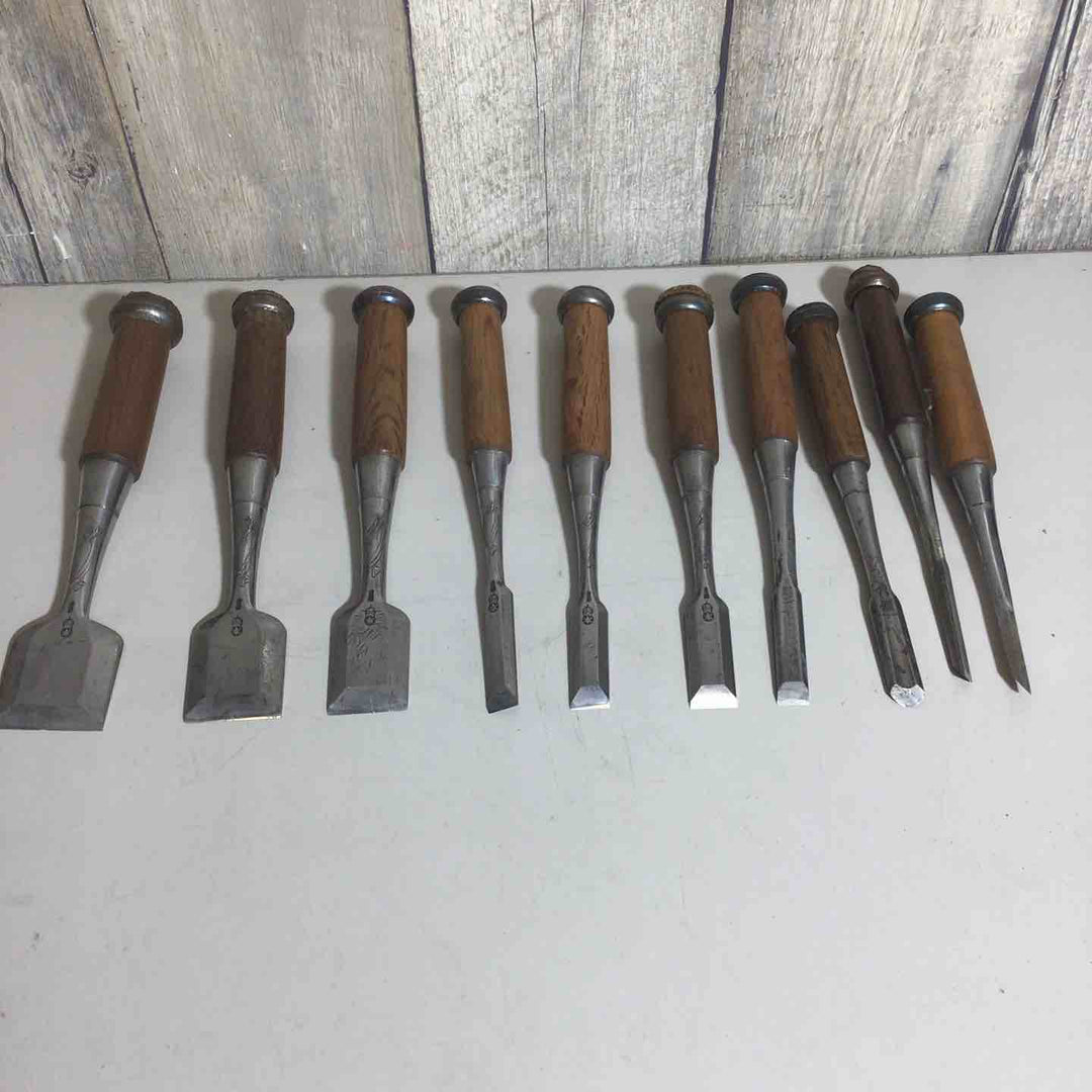 追入鑿 組鑿 淡水 紫檀柄 三つ裏 追入組鑿 10本 のみ ノミ ※1本違います【戸田店】