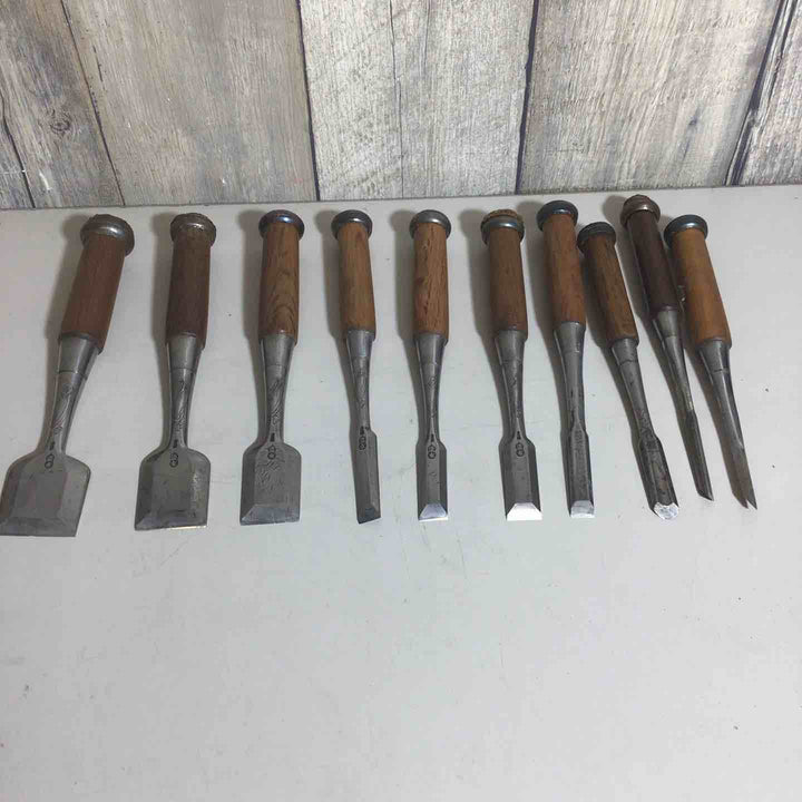 追入鑿 組鑿 淡水 紫檀柄 三つ裏 追入組鑿 10本 のみ ノミ ※1本違います【戸田店】