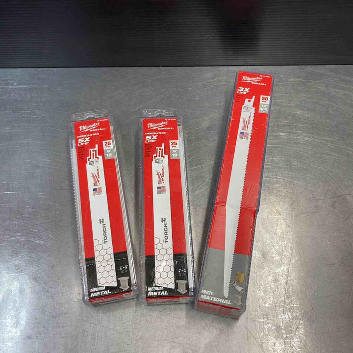 【未使用品】ミルウォーキー(Milwaukee) レシプロソーブレード まとめ 8/12TPI 48-01-6094 18TPI 48-00-8788 計3ケース(100枚) 【東大和店】