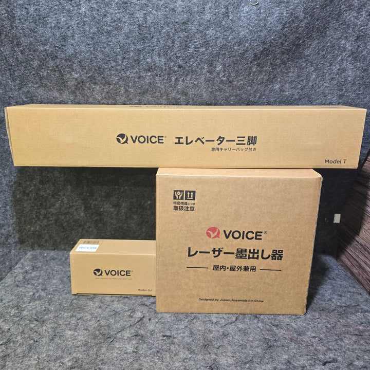 【未使用品】VOICE レーザー墨出し器 5ライン(矩十字・横) グリーンレーザー Model-G5 受光器 三脚つき【桶川店】
