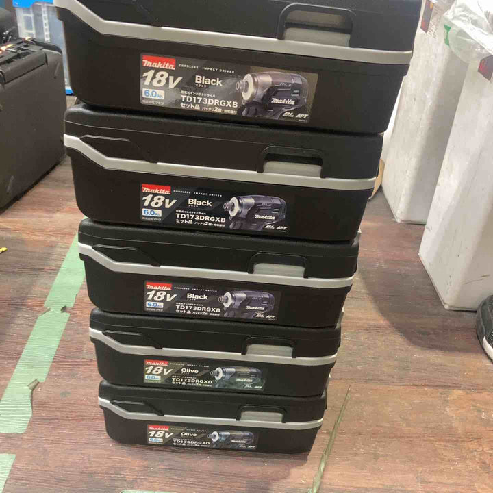 ★送料無料★マキタ(makita) コードレスインパクトドライバー TD173DRGX　5台セット　オリーブ2台黒3台