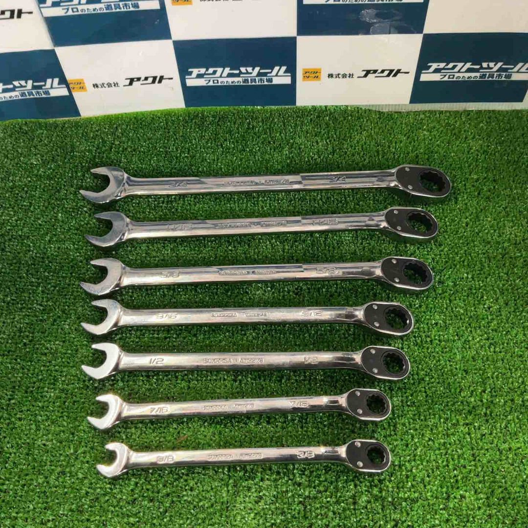 スナップオン(Snap-on) 切り替え式ラチェットコンビネーションレンチ 7点セット SOXRR12A～24A 3/8～3/4インチ【草加店】