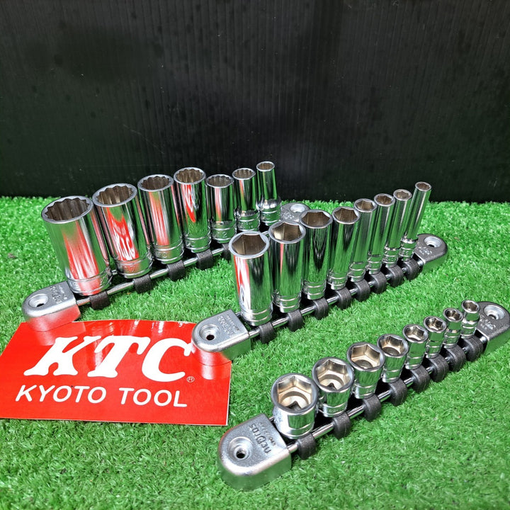 ▲KTC(京都機械工具) 1/4sq 3/8sq ソケット 計23個+ nepros/ネプロス ソケットホルダー 3個【岩槻店】