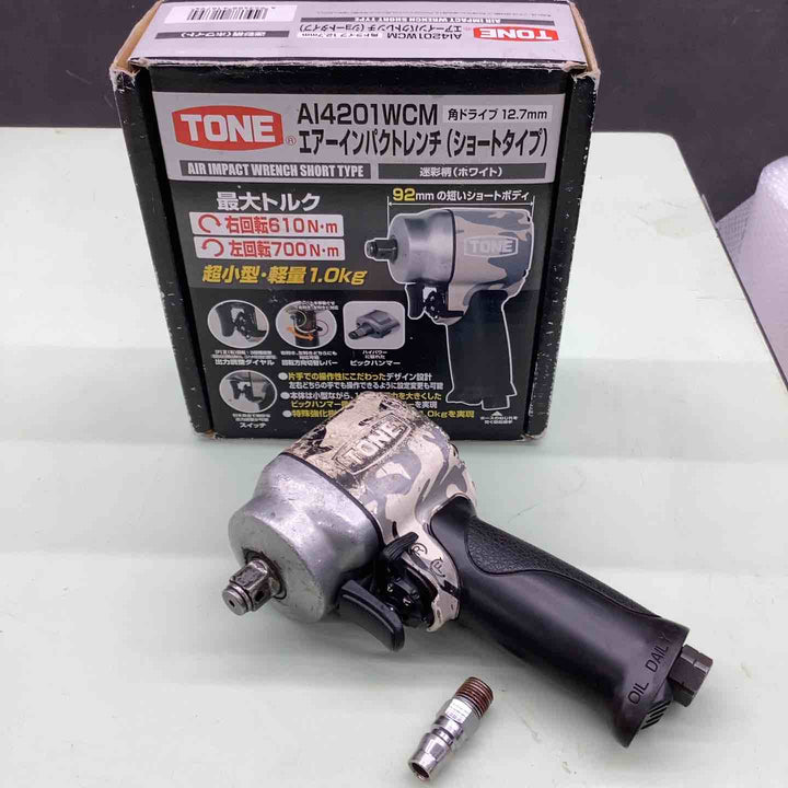 トネ(TONE) エアーインパクトレンチ アングルショートタイプ AI4201WCM 差込角12.7mm(1/2") 700N･m ホワイトカモフラージュ ボルト 超軽量 DIY タイヤ　【越谷店】
