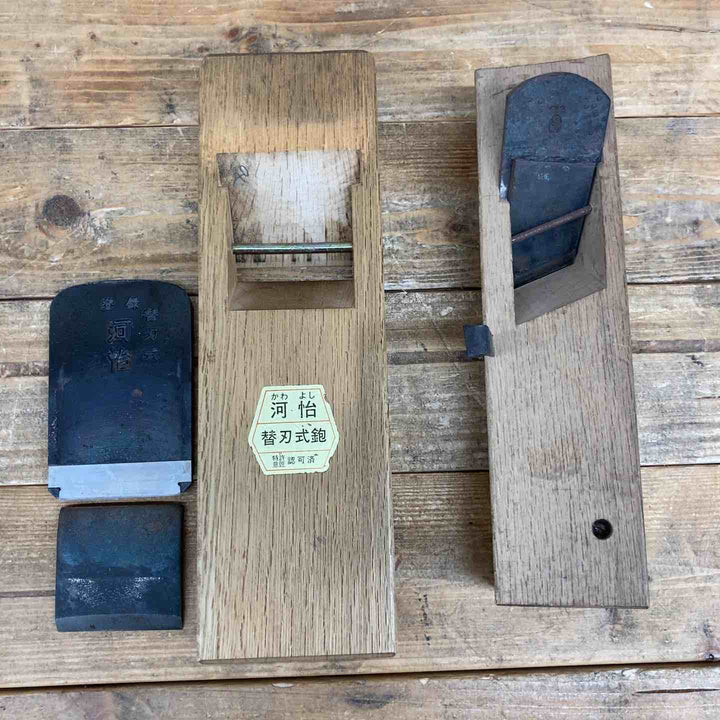 【中古品】 河怡(かわよし)・國明(組子鉋) 2点セット  鉋 かんな カンナ 和工具 大工道具 鑿 のみ 鋸 のこ 【東大和店】